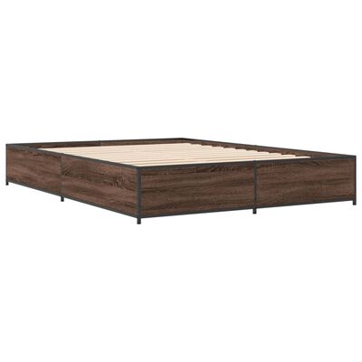 vidaXL Cadre de lit chêne marron 140x200 cm bois d'ingénierie et métal