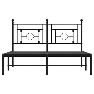 vidaXL Cadre de lit métal sans matelas avec tête de lit noir 135x190cm