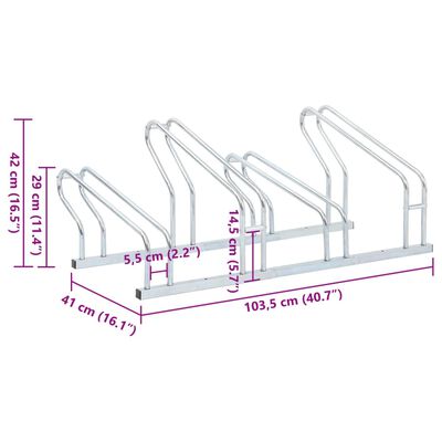 vidaXL Support de vélo au sol autoportant pour 4 vélos acier galvanisé