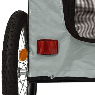 vidaXL Remorque de vélo pour animaux de compagnie gris et noir