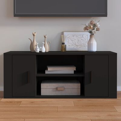 vidaXL Meuble TV Noir 100x35x40 cm Bois d'ingénierie