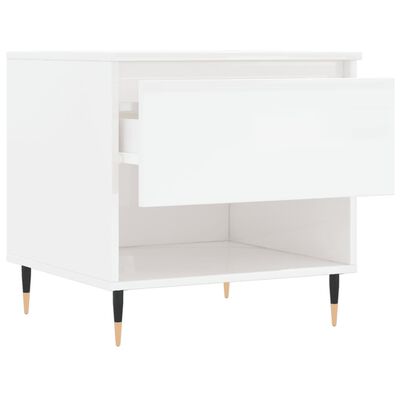 vidaXL Tables basses 2 pcs blanc brillant 50x46x50cm bois d'ingénierie