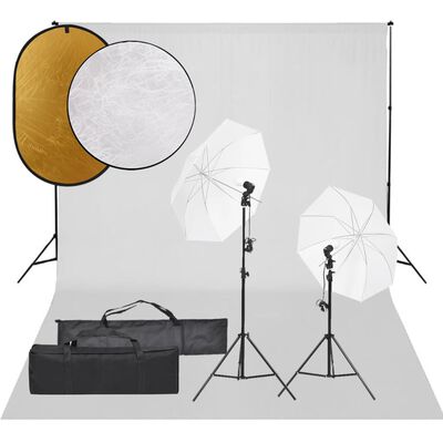 vidaXL Kit de studio photo avec éclairage toile de fond et réflecteur