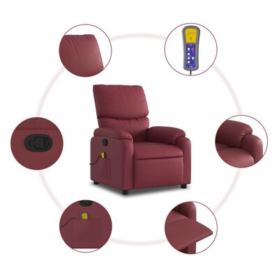 vidaXL Fauteuil de massage inclinable Rouge bordeaux Similicuir