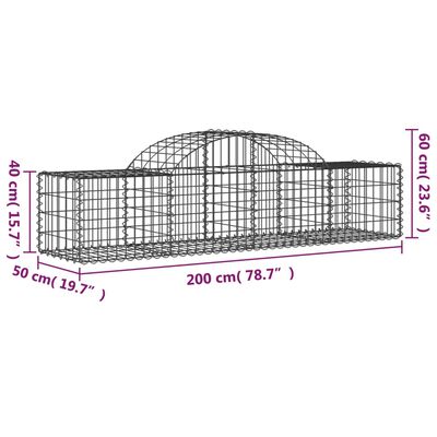 vidaXL Paniers à gabions arqués 20 pcs 200x50x40/60 cm fer galvanisé