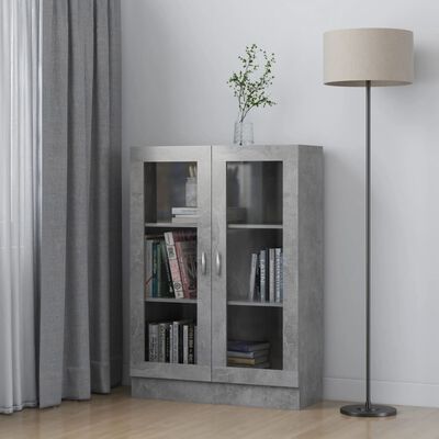 vidaXL Armoire à vitrine Gris béton 82,5x30,5x115 cm Bois d'ingénierie