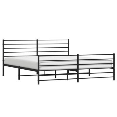 vidaXL Cadre de lit métal sans matelas avec pied de lit noir 193x203cm