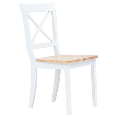 vidaXL Chaises à manger lot de 2 blanc et bois clair bois hévéa massif