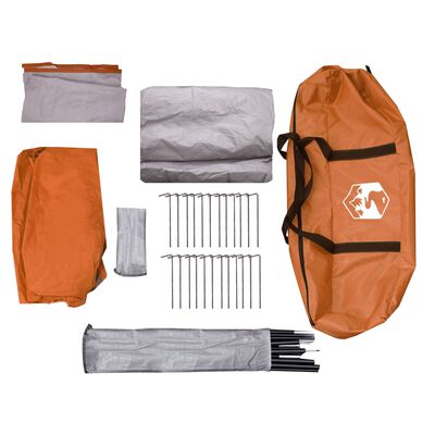 vidaXL Tente de camping tunnel 4 personnes gris et orange imperméable