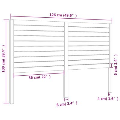 vidaXL Tête de lit Noir 126x4x100 cm Bois massif de pin