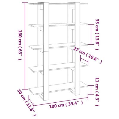 vidaXL Bibliothèque/Séparateur de pièce Sonoma gris 100x30x160 cm