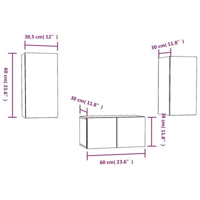 vidaXL Ensemble de meubles TV 3 pcs Chêne marron Bois d'ingénierie