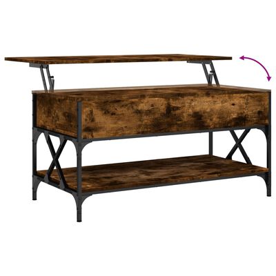 vidaXL Table basse chêne fumé 100x50x50 cm bois d'ingénierie et métal