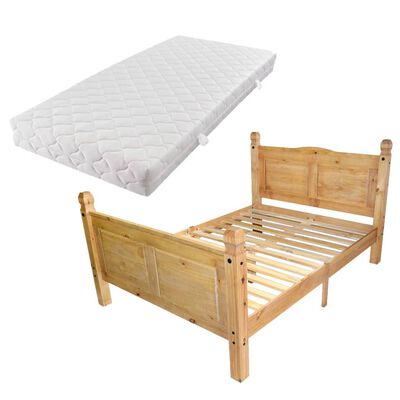 vidaXL Lit avec matelas Pin mexicain Corona 160 x 200 cm