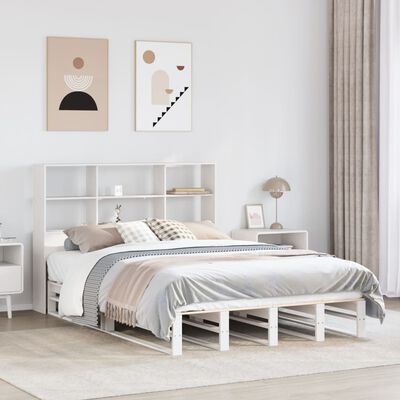 vidaXL Lit bibliothèque sans matelas blanc 120x190 cm bois massif