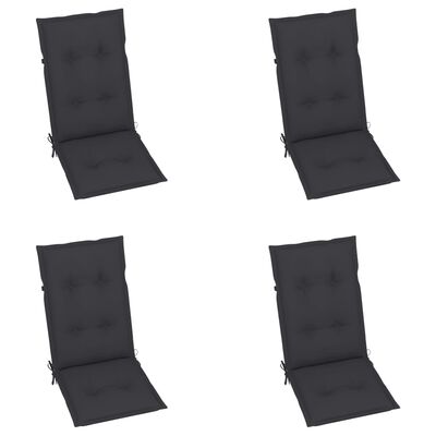 vidaXL Chaises de jardin lot de 4 et coussins anthracite Bois de teck