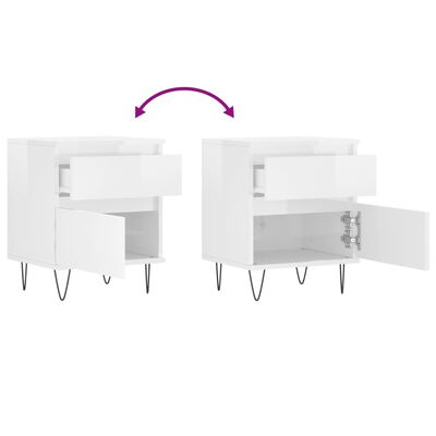 vidaXL Tables de chevet 2 pcs blanc brillant 40x35x50 cm