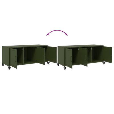 vidaXL Meuble TV vert olive 100,5x39x43,5 cm acier