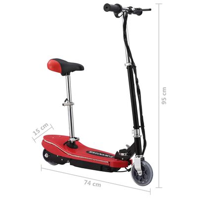 vidaXL Trottinette pour enfants avec selle et LED 120 W rouge