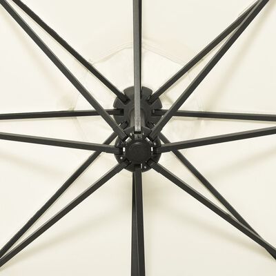 vidaXL Parasol de jardin en porte-à-faux et mât et lumières LED sable