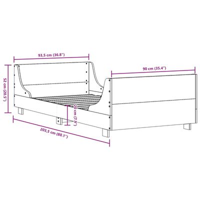 vidaXL Cadre de lit sans matelas blanc 90x200 cm bois de pin massif