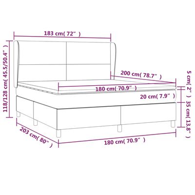 vidaXL Sommier à lattes de lit avec matelas Noir 180x200 cm Tissu