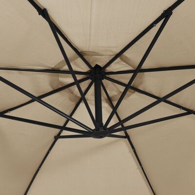 vidaXL Parasol de jardin en porte-à-faux et lumières LED mât en métal