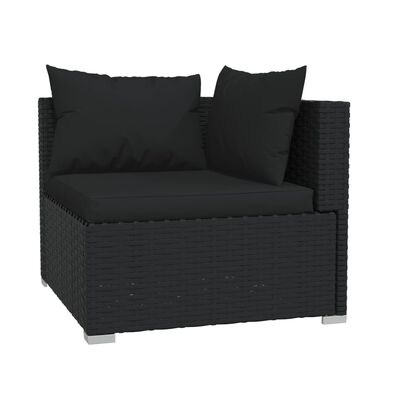 vidaXL Salon de jardin 6 pcs avec coussins Résine tressée Noir