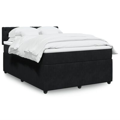 vidaXL Sommier à lattes de lit avec matelas Noir 140x190 cm Velours