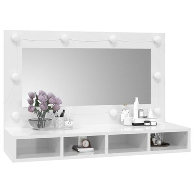 vidaXL Armoire à miroir avec LED Blanc brillant 90x31,5x62 cm