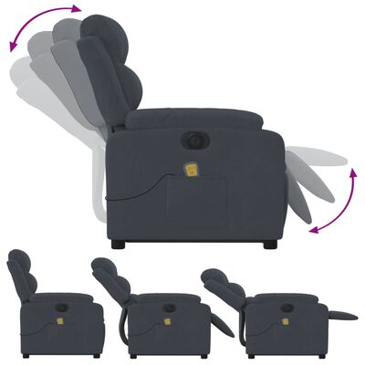 vidaXL Fauteuil inclinable de massage électrique gris foncé velours