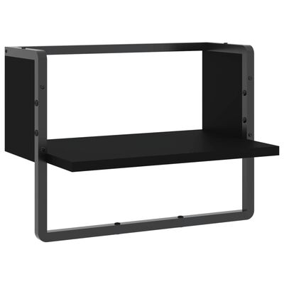 vidaXL Étagère murale avec barre noir 40x25x30 cm