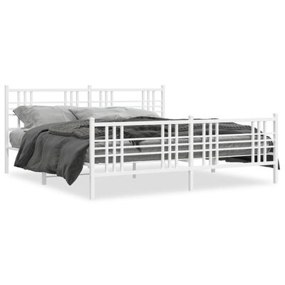 vidaXL Cadre de lit métal sans matelas et pied de lit blanc 200x200 cm