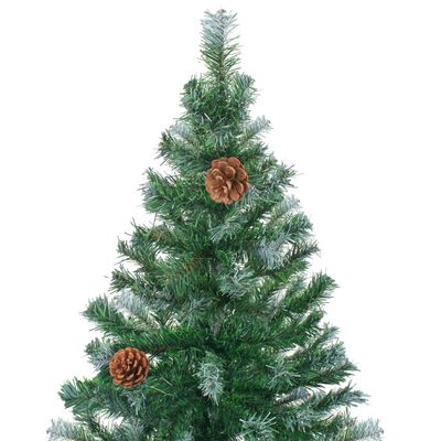 vidaXL Arbre de Noël givré pré-éclairé et boules pommes de pin 150 cm