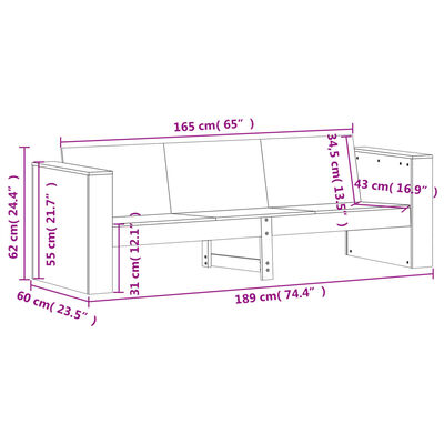 vidaXL Salon de jardin 2 pcs blanc bois de pin massif