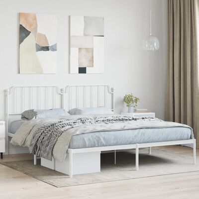 vidaXL Cadre de lit métal sans matelas et tête de lit blanc 183x213 cm