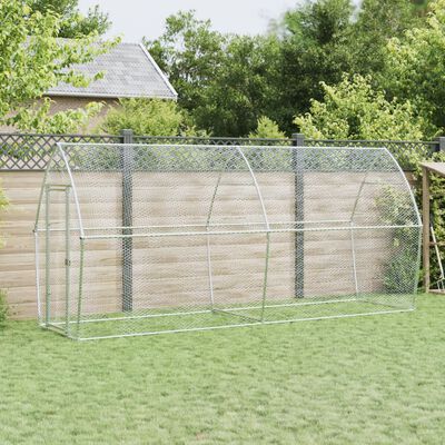 vidaXL Cage pour poules argenté 400x105x182 cm acier galvanisé