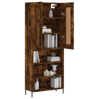 vidaXL Buffet haut Chêne fumé 69,5x34x180 cm Bois d'ingénierie