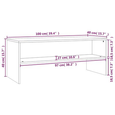 vidaXL Meuble TV Sonoma gris 100x40x40 cm Bois d'ingénierie