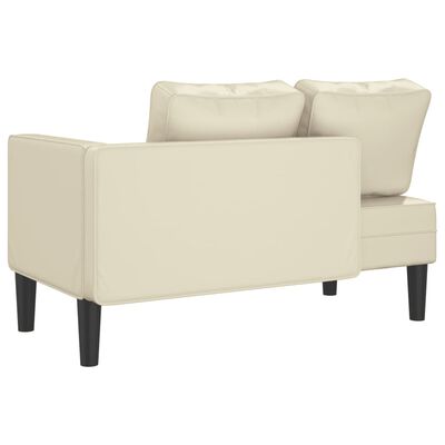 vidaXL Chaise longue avec coussins crème similicuir