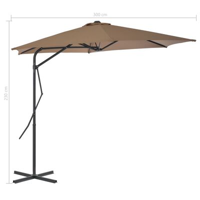 vidaXL Parasol d'extérieur avec mât en acier 300 cm Taupe