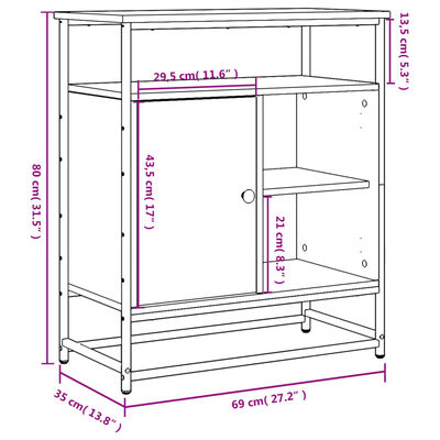 vidaXL Buffet chêne sonoma 69x35x80 cm bois d'ingénierie