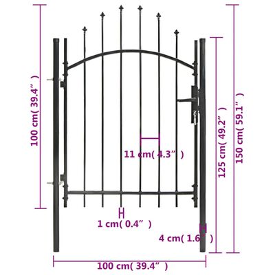 vidaXL Portail de jardin Acier 1 x 1,5 m Noir