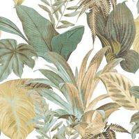 Topchic Papier peint Big Leaves Vert et beige