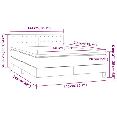 vidaXL Sommier à lattes de lit avec matelas Noir 140x200 cm Tissu