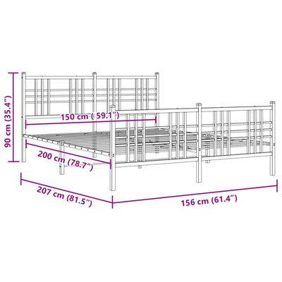 vidaXL Cadre de lit métal sans matelas et pied de lit blanc 150x200 cm