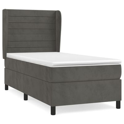 vidaXL Sommier à lattes de lit et matelas Gris foncé 90x200 cm Velours