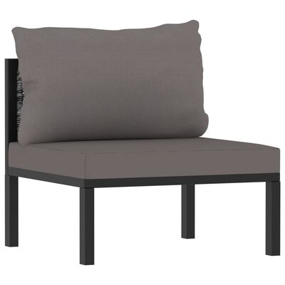 vidaXL Salon de jardin 9 pcs avec coussins Résine tressée Anthracite