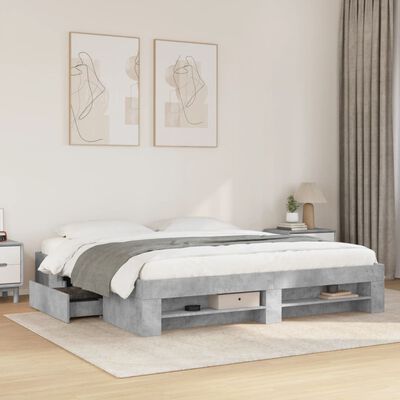 vidaXL Cadre de lit sans matelas gris béton 180x200 cm bois ingénierie