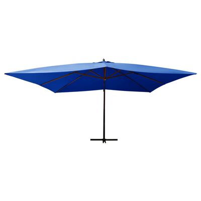 vidaXL Parasol de jardin en porte-à-faux avec mât en bois bleu azuré